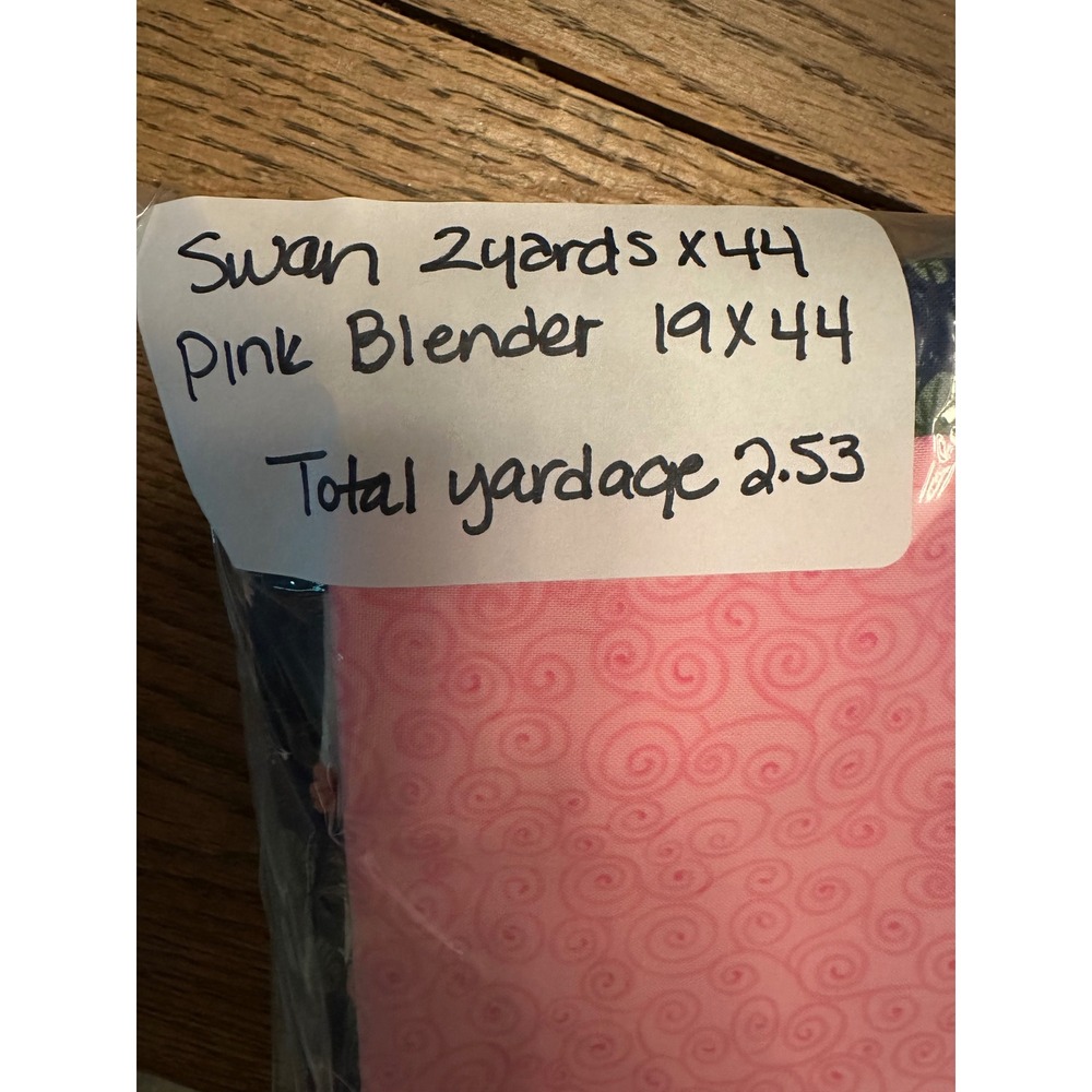 Swan Lake Floral Cotton Fabric 2 Yards & Pink Blender 19in Bundle 2.53yd Total - Picture 4 of 5